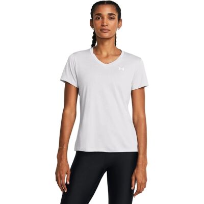 Under Armour Tech SSV Twist Grijs V-Hals T-Shirt voor Vrouwen Under Armour Tech SSV Twist Grijs V-Hals T-Shirt voor Vrouwen