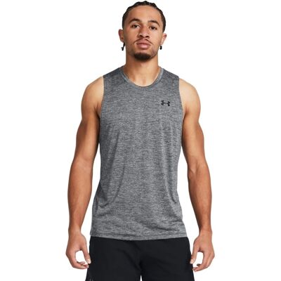 Under Armour Tech Tank Castlerock / Zwart / Grijs - Tank Top Under Armour Tech Tank Castlerock / Zwart / Grijs - Tank Top
