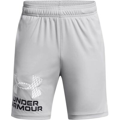 Shorts Tech Logo pour garçons Under Armour - Gris - Coupe ample - Publicité Shorts Tech Logo pour garçons Under Armour - Gris - Coupe ample - Publicité