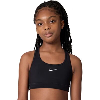 Nike Swoosh Mädchens Sport-BH - 50% recyceltes Polyester - Schwarz M Nike Swoosh Mädchens Sport-BH - 50% recyceltes Polyester - Schwarz M