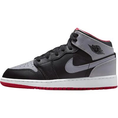 Nike Air Jordan 1 Mid Børn - sort/brændende rød/hvid/cement grå Nike Air Jordan 1 Mid Børn - sort/brændende rød/hvid/cement grå