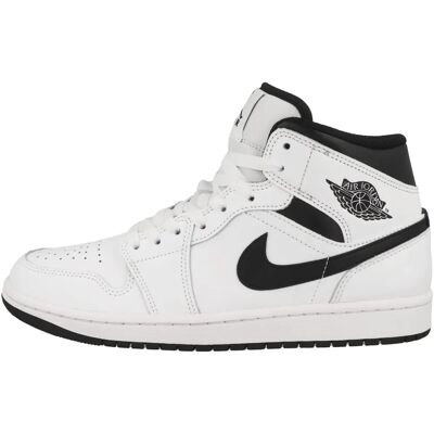Nike Jordan Biało i Czarny Air Jordan 1 Mid Sneakers - Buty Nike Jordan Biało i Czarny Air Jordan 1 Mid Sneakers - Buty