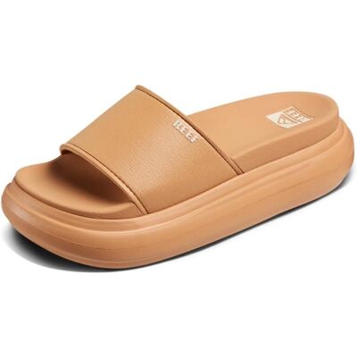 Reef Womens Cushion Bondi Bay Natural Slide Sandals - Shoes Reef Womens Cushion Bondi Bay Natural Slide Sandals - Shoes