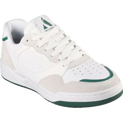 Skechers White/Green Leather Sneakers - Men - All Year Skechers White/Green Leather Sneakers - Men - All Year