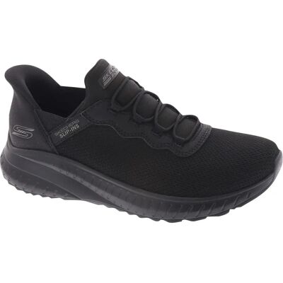 Skechers Women's BOBS Sport Squad Chaos - Black - Wide Fit Slip-in Trainers Skechers Women's BOBS Sport Squad Chaos - Black - Wide Fit Slip-in Trainers