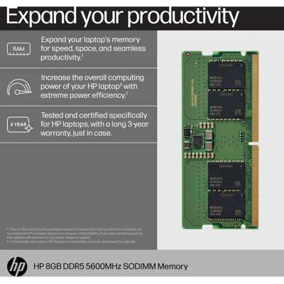 Módulo de memoria HP 83P90AA 8GB DDR5 5600MHz Módulo de memoria HP 83P90AA 8GB DDR5 5600MHz
