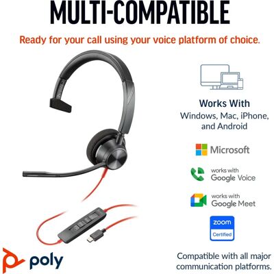 Poly BW 3310 MONO -M USB-C HS - NEGRO Poly BW 3310 MONO -M USB-C HS - NEGRO