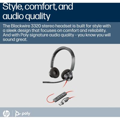 Poly BW 3320 STEREO -M USB-C HS - FEKETE Poly BW 3320 STEREO -M USB-C HS - FEKETE