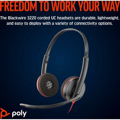 Poly BW 3220 STEREO USB-C HS - ZWART Poly BW 3220 STEREO USB-C HS - ZWART