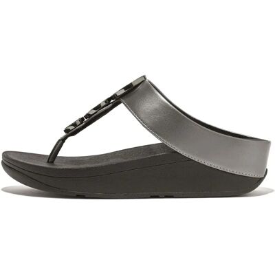 Fitflop Halo Bead-Circle Metallic Toe-Post Slides black Fitflop Halo Bead-Circle Metallic Toe-Post Slides black