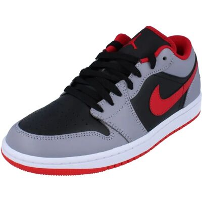 Nike Air Jordan 1 Low Noir/Gris/Rouge - Baskets - Publicité Nike Air Jordan 1 Low Noir/Gris/Rouge - Baskets - Publicité