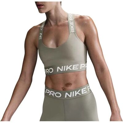 Nike Pro Kobiecy Lekki Sportowy Biustonosz - Light Army / White - Sportowy Biustonosz Nike Pro Kobiecy Lekki Sportowy Biustonosz - Light Army / White - Sportowy Biustonosz