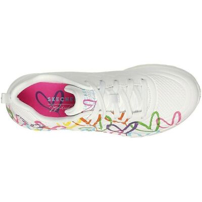 Baskets Skechers UNO LITE GOLDCROWN HEART OF HEARTS blanches - Publicité Baskets Skechers UNO LITE GOLDCROWN HEART OF HEARTS blanches - Publicité