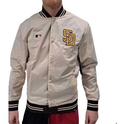 47 Brand San Diego Padres Beiges Bomber Jacke - Varsity Stil 47 Brand San Diego Padres Beiges Bomber Jacke - Varsity Stil