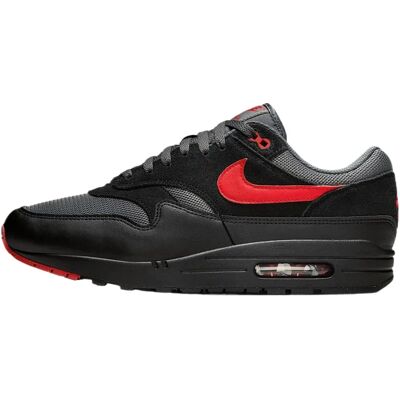 Baskets Nike Air Max 1 Essential Noir/Rouge Gris - Sneakers - Publicité Baskets Nike Air Max 1 Essential Noir/Rouge Gris - Sneakers - Publicité