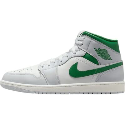 Nike Air Jordan 1 Mid Summit White/ Pine Green-Pure Platinum-Sail - Sneakers Nike Air Jordan 1 Mid Summit White/ Pine Green-Pure Platinum-Sail - Sneakers
