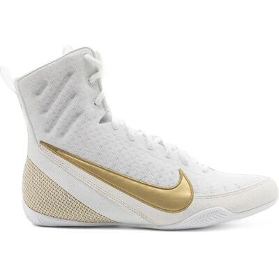 Nike - Machomai 3 - Blanc - Or - Chaussures de boxe - Publicité Nike - Machomai 3 - Blanc - Or - Chaussures de boxe - Publicité