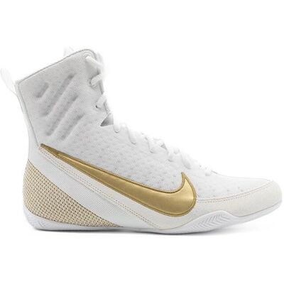 Nike - Machomai 3 - Blanc - Or - Bottes de Boxe - Publicité Nike - Machomai 3 - Blanc - Or - Bottes de Boxe - Publicité