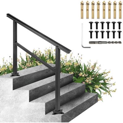 Pasamanos de Aluminio Exterior Negro VEVOR - 3-4 Peldaños Pasamanos de Aluminio Exterior Negro VEVOR - 3-4 Peldaños