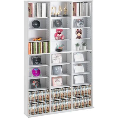 Vevor Weißes Medienlager mit verstellbaren Regalen - Fassungsvermögen 756 CDs Vevor Weißes Medienlager mit verstellbaren Regalen - Fassungsvermögen 756 CDs
