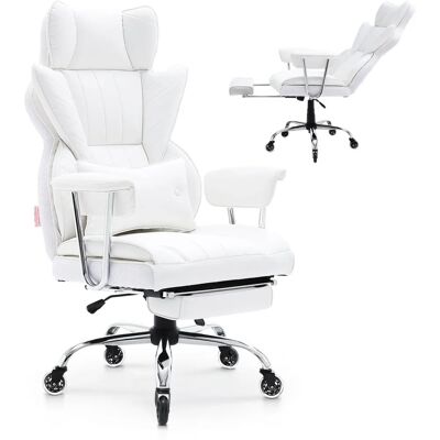 Chaise de bureau inclinable blanche Vevor avec repose-pieds - Chaise de bureau - Publicité Chaise de bureau inclinable blanche Vevor avec repose-pieds - Chaise de bureau - Publicité