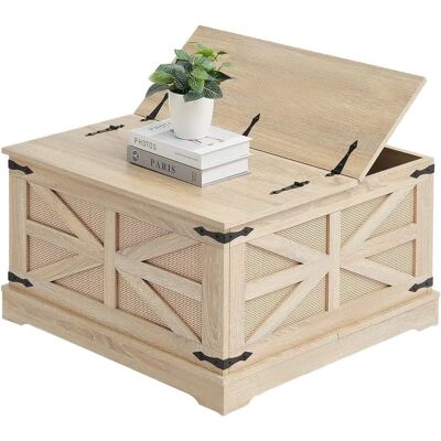 VEVOR Holztisch aus Rattan - 2 Ebenen, 800x800x460 mm - Couchtisch VEVOR Holztisch aus Rattan - 2 Ebenen, 800x800x460 mm - Couchtisch