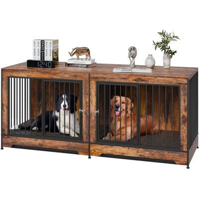 Vevor Mobilier pour cage à chiens de 75" pour 2 chiens - Grande race avec séparateur & double portes - Publicité Vevor Mobilier pour cage à chiens de 75" pour 2 chiens - Grande race avec séparateur & double portes - Publicité