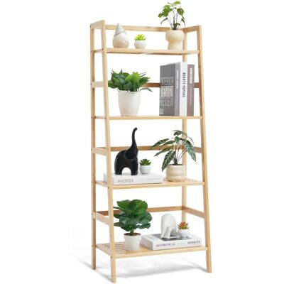 Estantería de bambú Vevor 4 niveles con escalera - Estantería Estantería de bambú Vevor 4 niveles con escalera - Estantería