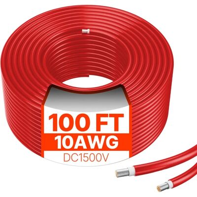 Vevor Rotes Solarmodulkabel - 30,48 M, 10 Awg, IP67 Vevor Rotes Solarmodulkabel - 30,48 M, 10 Awg, IP67