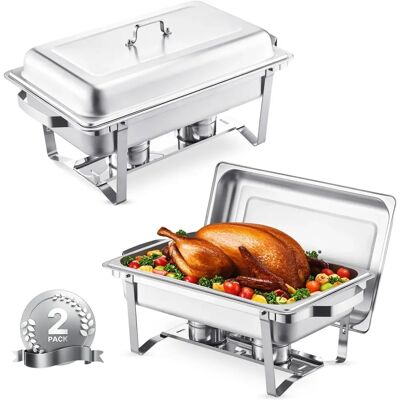 Vevor Edelstahl Buffet-Set - 8 Qt, Rechteckig, Silber - Chafing Dish Vevor Edelstahl Buffet-Set - 8 Qt, Rechteckig, Silber - Chafing Dish