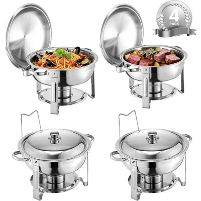 Vevor Edelstahl Buffet-Set - 5 Qt, 4er Pack, Silber - Speisenwärmer Vevor Edelstahl Buffet-Set - 5 Qt, 4er Pack, Silber - Speisenwärmer