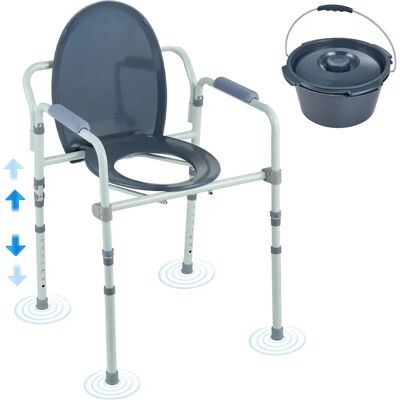 Vevor Commode Chair - Adjustable Bedside Toilet Seat with 7 Levels, 5.8L Removable Bucket - Heavy Duty Steel Vevor Commode Chair - Adjustable Bedside Toilet Seat with 7 Levels, 5.8L Removable Bucket - Heavy Duty Steel