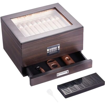 Humidificateur de Cigares VEVOR 50 avec Boîtier en Cèdre et Couvercle en Verre - Publicité Humidificateur de Cigares VEVOR 50 avec Boîtier en Cèdre et Couvercle en Verre - Publicité