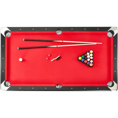 Vevor Billardtisch - 7 Fuß Tragbarer Faltbarer Platzsparender Tisch Schwarz mit Roter Bespannung Vevor Billardtisch - 7 Fuß Tragbarer Faltbarer Platzsparender Tisch Schwarz mit Roter Bespannung