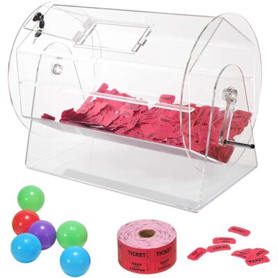 VEVOR Tambour de Tombola en Acrylique - 10 000 Billets ou 300 Balles de Bingo - Événements - Publicité VEVOR Tambour de Tombola en Acrylique - 10 000 Billets ou 300 Balles de Bingo - Événements - Publicité