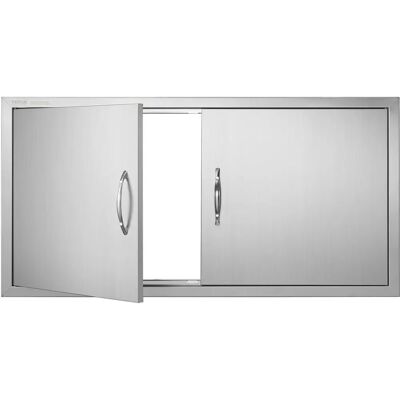 Porta da Cucina Esterna in Acciaio Inox Succebuy - 42W x 21H Pollici Porta Doppia Porta da Cucina Esterna in Acciaio Inox Succebuy - 42W x 21H Pollici Porta Doppia