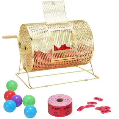 Tambour de Tombola Or VEVOR - 5000 Billets & 200 Boules - Publicité Tambour de Tombola Or VEVOR - 5000 Billets & 200 Boules - Publicité