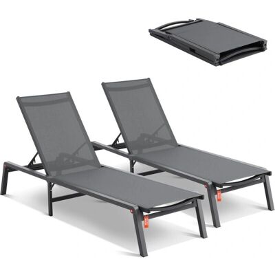Vevor Säädettävät Ulkokäyttöiset Chaise Longues - 2 Kpl Vevor Säädettävät Ulkokäyttöiset Chaise Longues - 2 Kpl