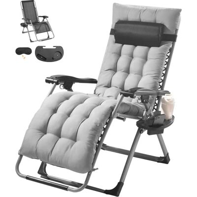 Chaise Zero Gravity Grise Vevor - Supporte 500 lbs, Réglable - Publicité Chaise Zero Gravity Grise Vevor - Supporte 500 lbs, Réglable - Publicité