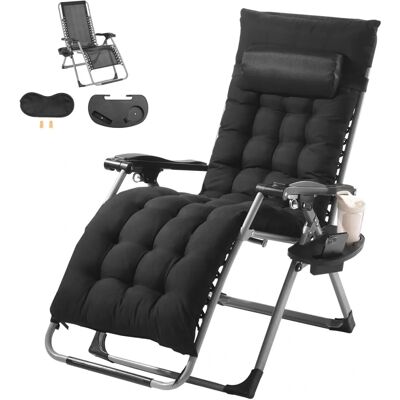 Chaise Zero Gravity Vevor Noire de 26 pouces avec Coussin - Publicité Chaise Zero Gravity Vevor Noire de 26 pouces avec Coussin - Publicité