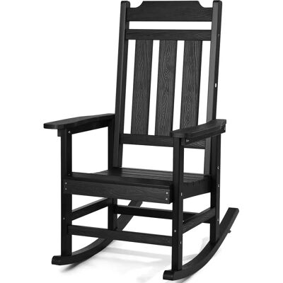 Sedia a dondolo da esterno VEVOR nero con schienale alto - Resistente Sedia a dondolo da esterno VEVOR nero con schienale alto - Resistente