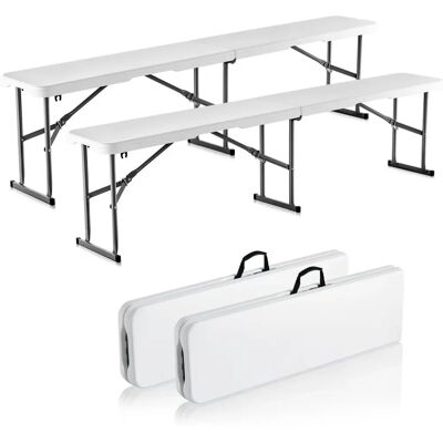 Banquette pliable en plastique blanc Succebuy - Siège portable extérieur 6 FT - Publicité Banquette pliable en plastique blanc Succebuy - Siège portable extérieur 6 FT - Publicité
