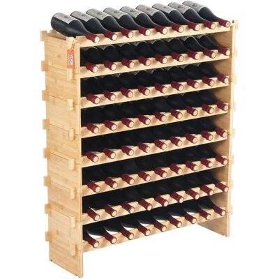 Vevor Support modulaire pour vin 72 bouteilles - Étagère en bambou 8 niveaux - Publicité Vevor Support modulaire pour vin 72 bouteilles - Étagère en bambou 8 niveaux - Publicité
