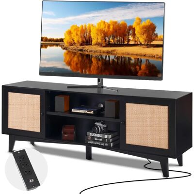 Succebuy Rattan stojak na TV 75 cali - Vintage Boho Centrum rozrywki Succebuy Rattan stojak na TV 75 cali - Vintage Boho Centrum rozrywki