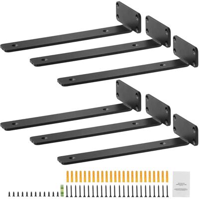 Vevor Support d'Étagère - Supports pour Étagères Flottantes - Noir Mat - 12L x 4W x 1.6H - 6 Pièces - Publicité Vevor Support d'Étagère - Supports pour Étagères Flottantes - Noir Mat - 12L x 4W x 1.6H - 6 Pièces - Publicité