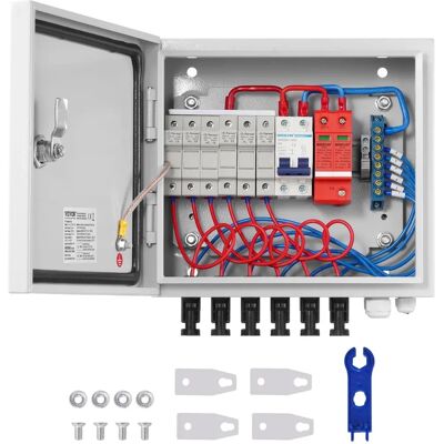 Boîte combinatrice solaire VEVOR 15A - Enclosure en acier IP65, 6 entrées - Publicité Boîte combinatrice solaire VEVOR 15A - Enclosure en acier IP65, 6 entrées - Publicité