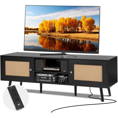 Support TV en Rotin Succebuy - Noir - Supporte 65 pouces - Publicité Support TV en Rotin Succebuy - Noir - Supporte 65 pouces - Publicité