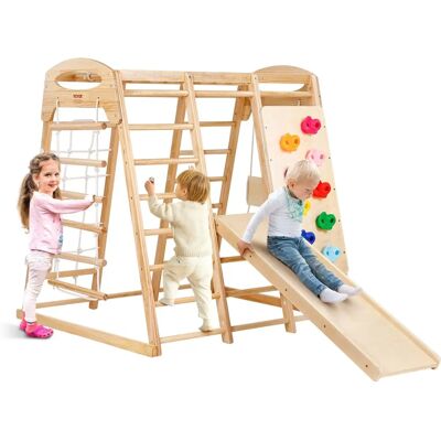Vevor Gym Jungle Intérieur - Terrain de jeu pour tout-petits 7-en-1 - Échelle en bois & corde, balançoire, toboggan, mur d'escalade - 43 x 47 in - Publicité Vevor Gym Jungle Intérieur - Terrain de jeu pour tout-petits 7-en-1 - Échelle en bois & corde, balançoire, toboggan, mur d'escalade - 43 x 47 in - Publicité
