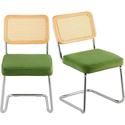 Chaises en Rotin Vevor - Vert - Ensemble de 2 - Chaise moderne à manger - Publicité Chaises en Rotin Vevor - Vert - Ensemble de 2 - Chaise moderne à manger - Publicité