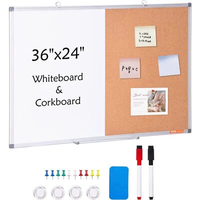 Vevor 36x24 Whiteboard & Korktafel-Kombination - Wandmontage Vevor 36x24 Whiteboard & Korktafel-Kombination - Wandmontage